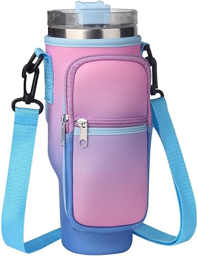 Funda para vaso de 40 onzas con correa, funda protectora reutilizable para taza de acero inoxidable, accesorios para copa Stanley, para caminar,