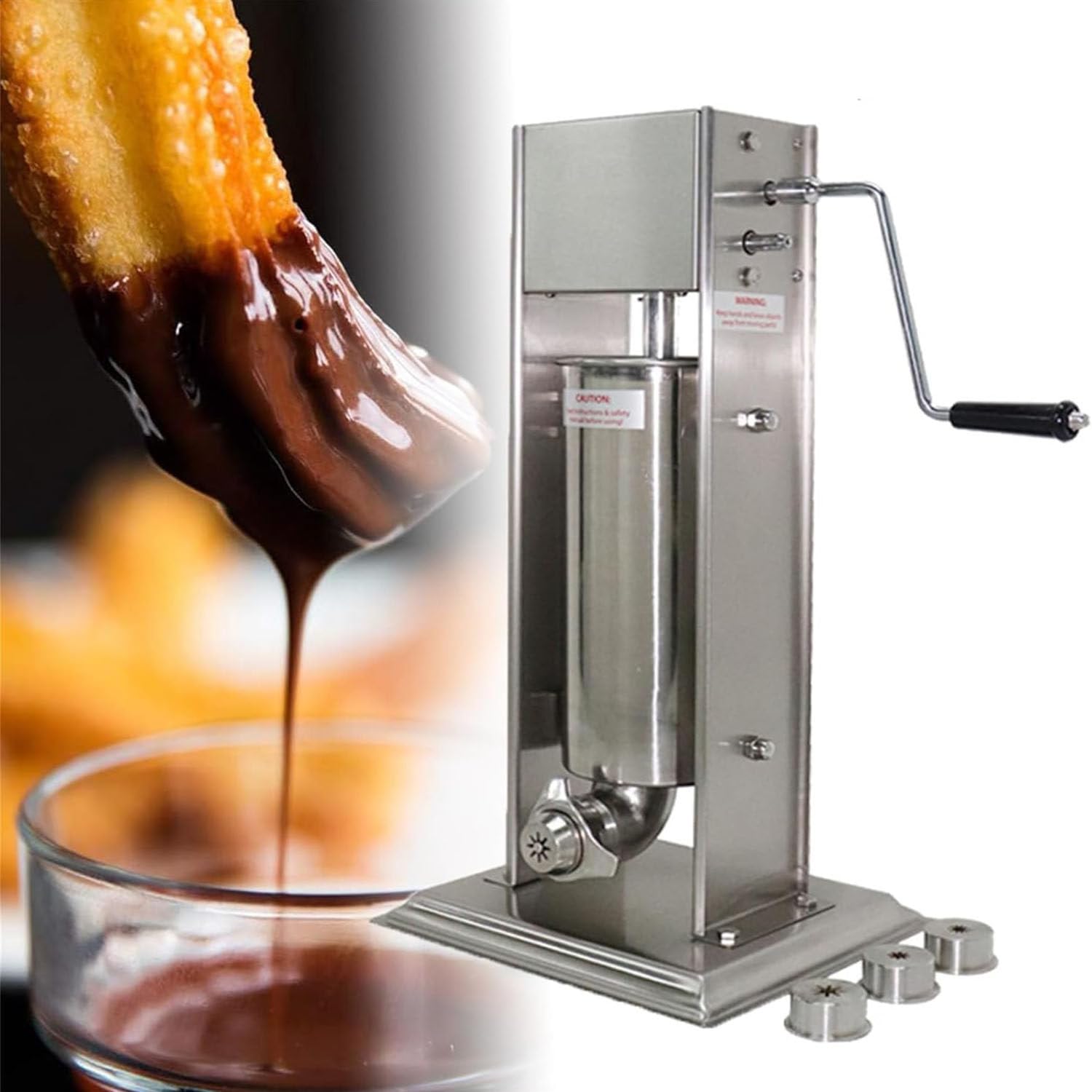 SICWEDIM Electric Churros Maker Machine - Commercial Automatic Spanish Churro Machine, Vertical Sausage Stuffer & Donut Maker, 5L Capacity (15l)
