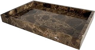 Natural Marble Storage Vanity Tray, Cosmetics Jewelery Tray, Kitchen Organizer, Coffee Table Tray (Coffee Net, 11.8L x 7.87W x 1.18H)