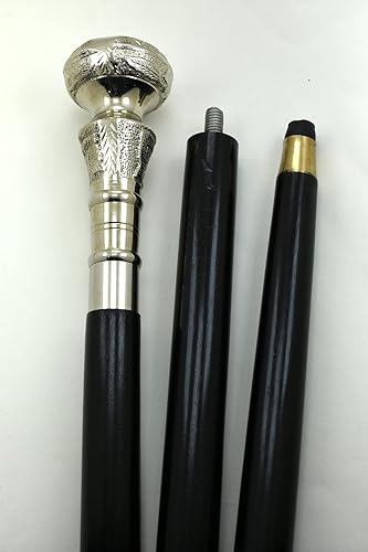 Antique home Tienda de regalos náuticos hecho a mano latón victoriano mango madera bastón bastón A. plata