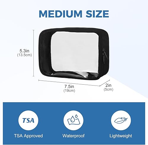 Miniatura 2 de Moyad Bolsa de aseo transparente aprobada por la TSA, tamaño de cuarto de galón 3-1-1, bolsa para artículos de tocador para viajes, bolsas de