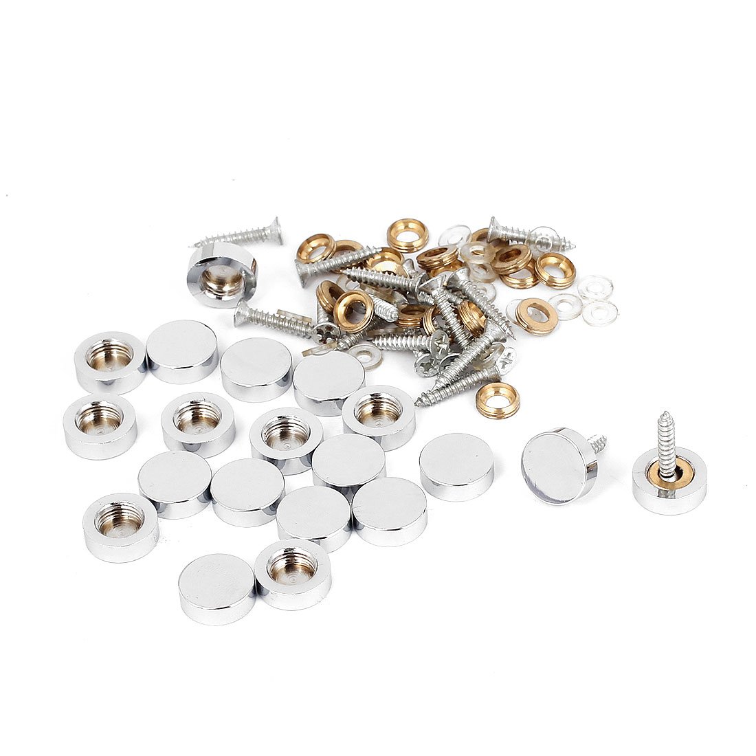 Aexit 16mm Dia Quality Parts Advertising Glass Tea Table Decorative Metal Mirror Screw Nails 20Pcs Model:39as384qo269