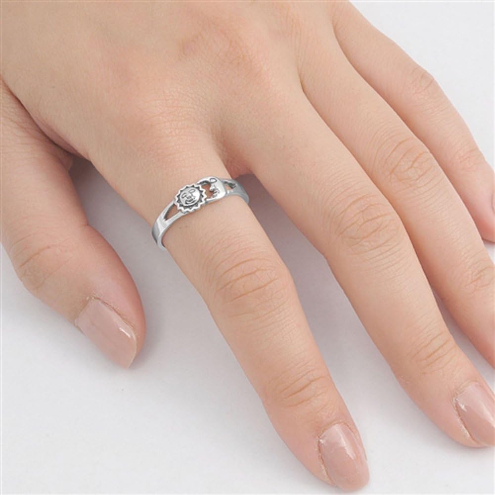 CHOOSE YOUR COLOR Sterling Silver Sun Moon Universe Ring