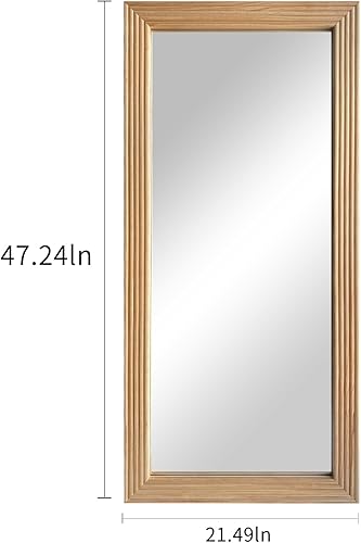 Miniatura 7 de DAOYIJIAJU Espejo de pared grande con marco de madera, espejo colgante de madera natural rústica, espejo de pared de granja para baño, tocador,