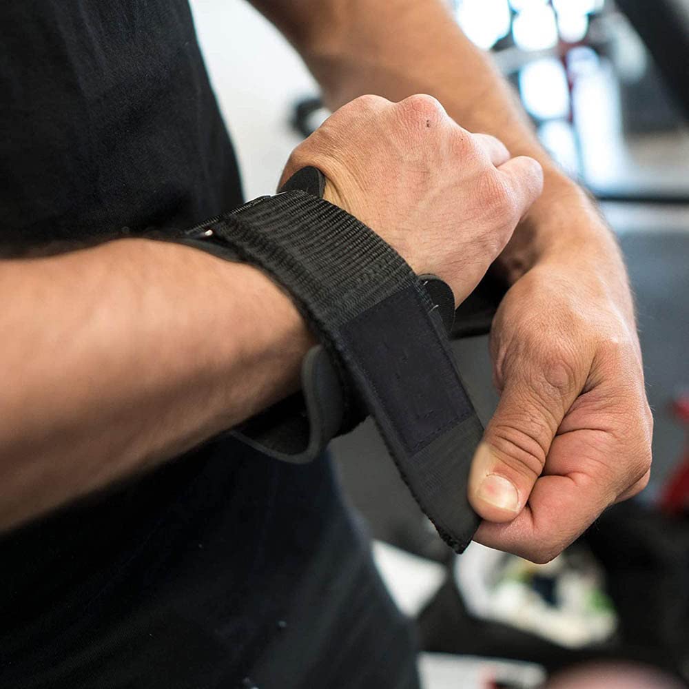 Guantes de gimnasio para levantamiento de pesas para hombre, empuñaduras de mano de Pvc, muñequeras de cuero de vaca para levantamiento de pesas, equipo de entrenamiento con mancuernas, 2 uds.