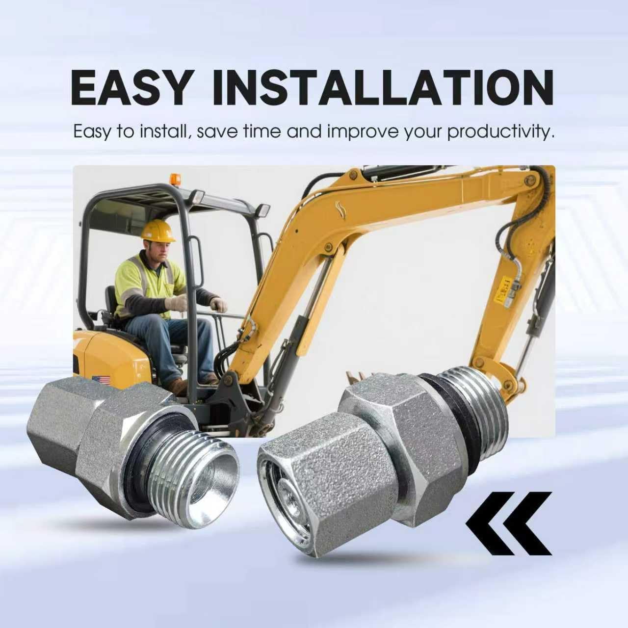 3/8-inch BSPP to DIN L08 M14x1.5, suitable for most Chinese mini excavators such as AGT