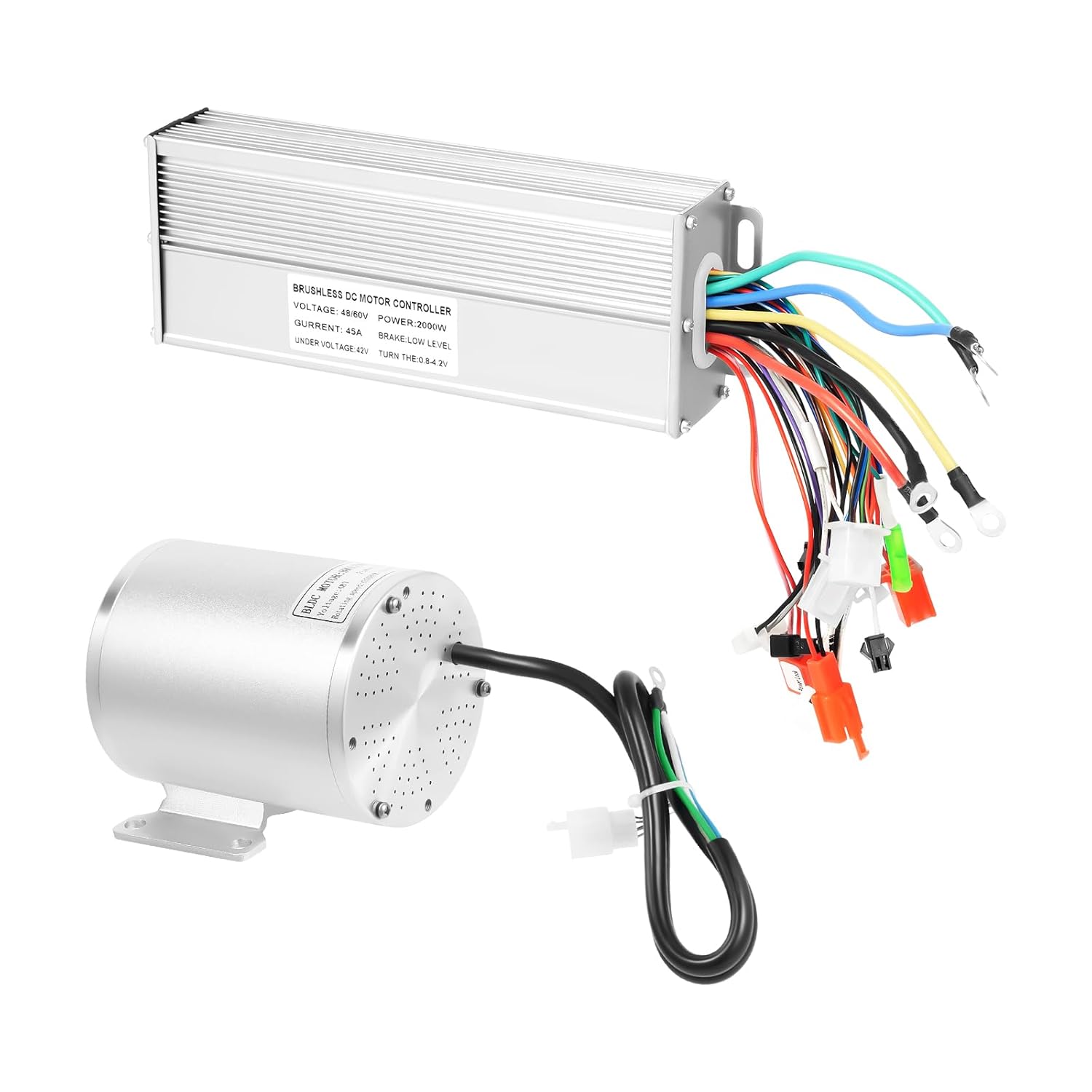 Electric DC Motor, 2000W 48V Brushless Motor Kit, 4300rpm High Speed Electric Scooter Motor for E-Bike, Go-Kart