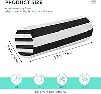 Vista 3 de Almohada redonda con funda a rayas blancas y negras para el cuello, almohada cervical, soporte de cuello de espuma viscoelástica para dormir