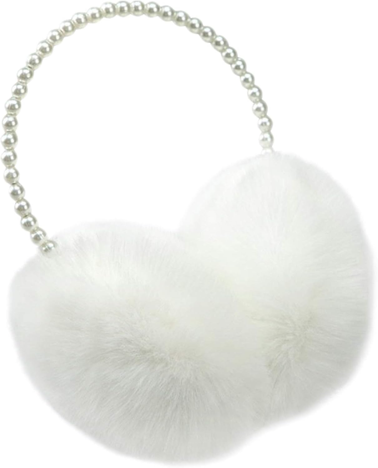 Women Soft Plush Earmuffs Outdoor Warmers with Pearl Headband