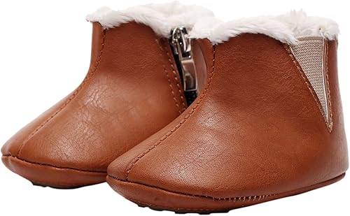 Miniatura 3 de Elegantes botas de felpa para bebés y niñas, primeros caminadores para bebés, zapatos de algodón suave y cálido