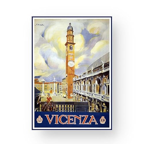 EzPosterPrints - Vintage Style Travel Poster Series- Poster Printing - Wall Art Print For Home Office Decor - Vicenza - 12X18 Inches