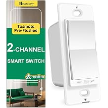 Matter Smart Switch homkit by Martin Jerry, tasmota preflashed on This ESP32 chip 2 Channel WiFi Smart Light Switch for Your Smart Home, Support Both MQTT and Matter, 1-Pack