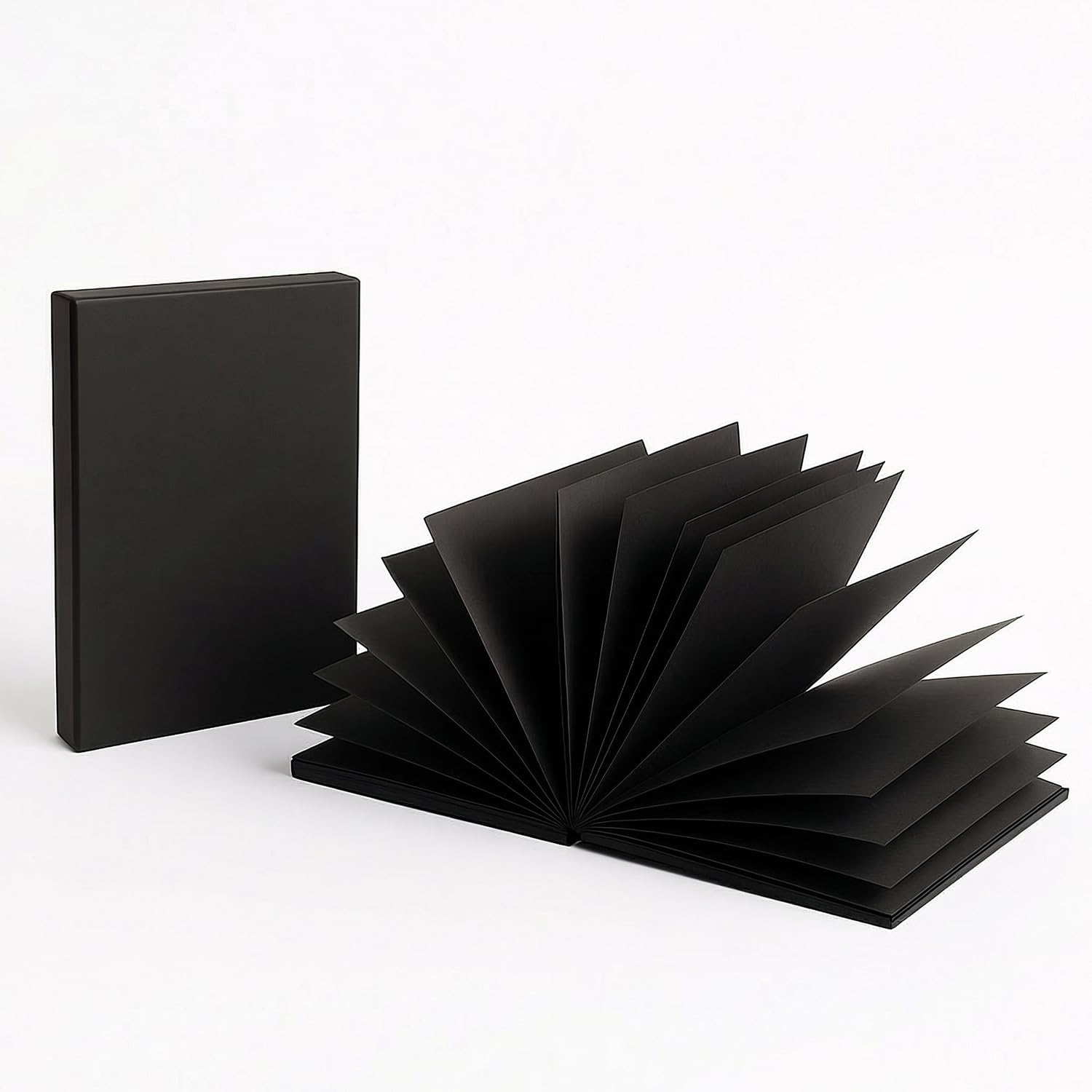 Seawhite of Brighton A5 Black Concertina Sketchbook with Case, Black Pages