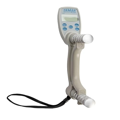 Jamar Dinamómetro de mano digital Plus, probador de fuerza de agarre con pantalla LCD, mango ajustable para todos los tamaños de mano, mide hasta