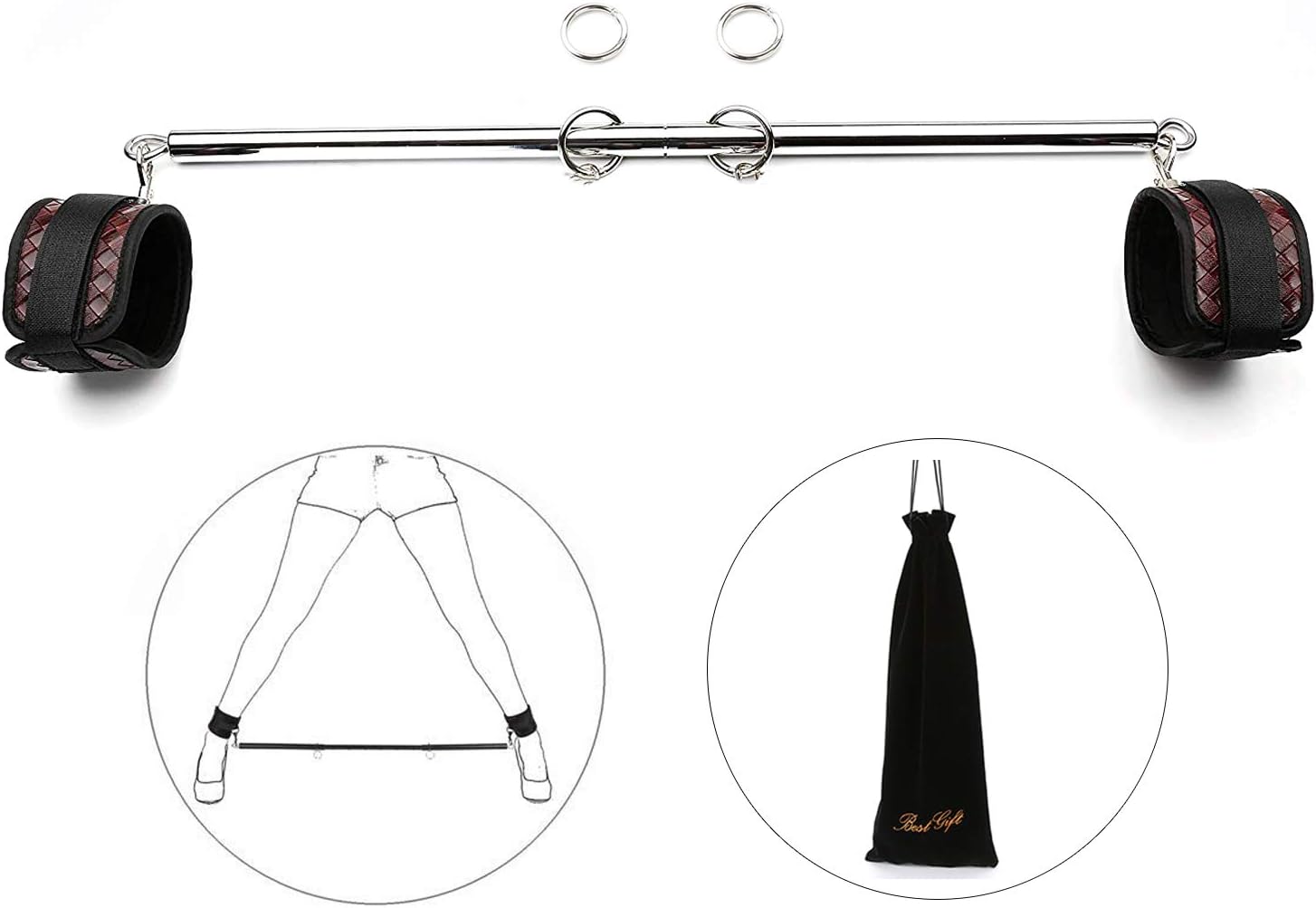 Sovyime Expandable Spreader Bar with Adjustable Straps of Yoga Home Gyms Gift Giving Box Available (Silver+Brown Kit)