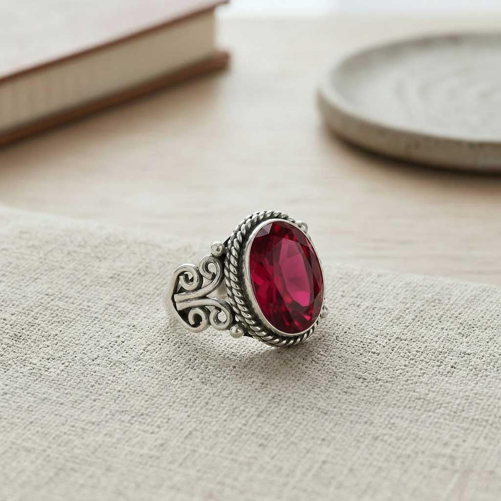 JEWELOPORIUM 925 Sterling Silver Plated Handmade Jewelry Oval Carnelian, Rose Quartz, Amber, Labradorite Natural Gemstone Boho Ring For Women