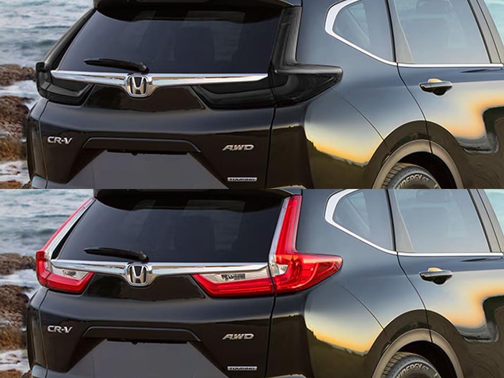 Rvinyl Tail Light Pre Cut Film Tint Cover Kit in Blackout Smoke Compatible with Honda CR-V 2017-2019 - Adhesive Backs