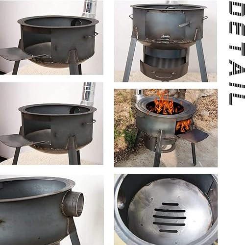 Miniatura 6 de Estufas de campamento portátil compacto calentador de tienda de campaña pequeña estufa de calefacción, estufa móvil de leña con tubos de chimenea,