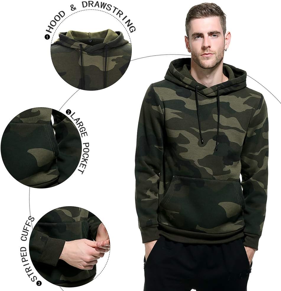 AOTORR Men's Pullover Hoodie Blend Fleece Long Sleeve Contrast Color Military Sweatshirt with Kanga Pocket - Image 4