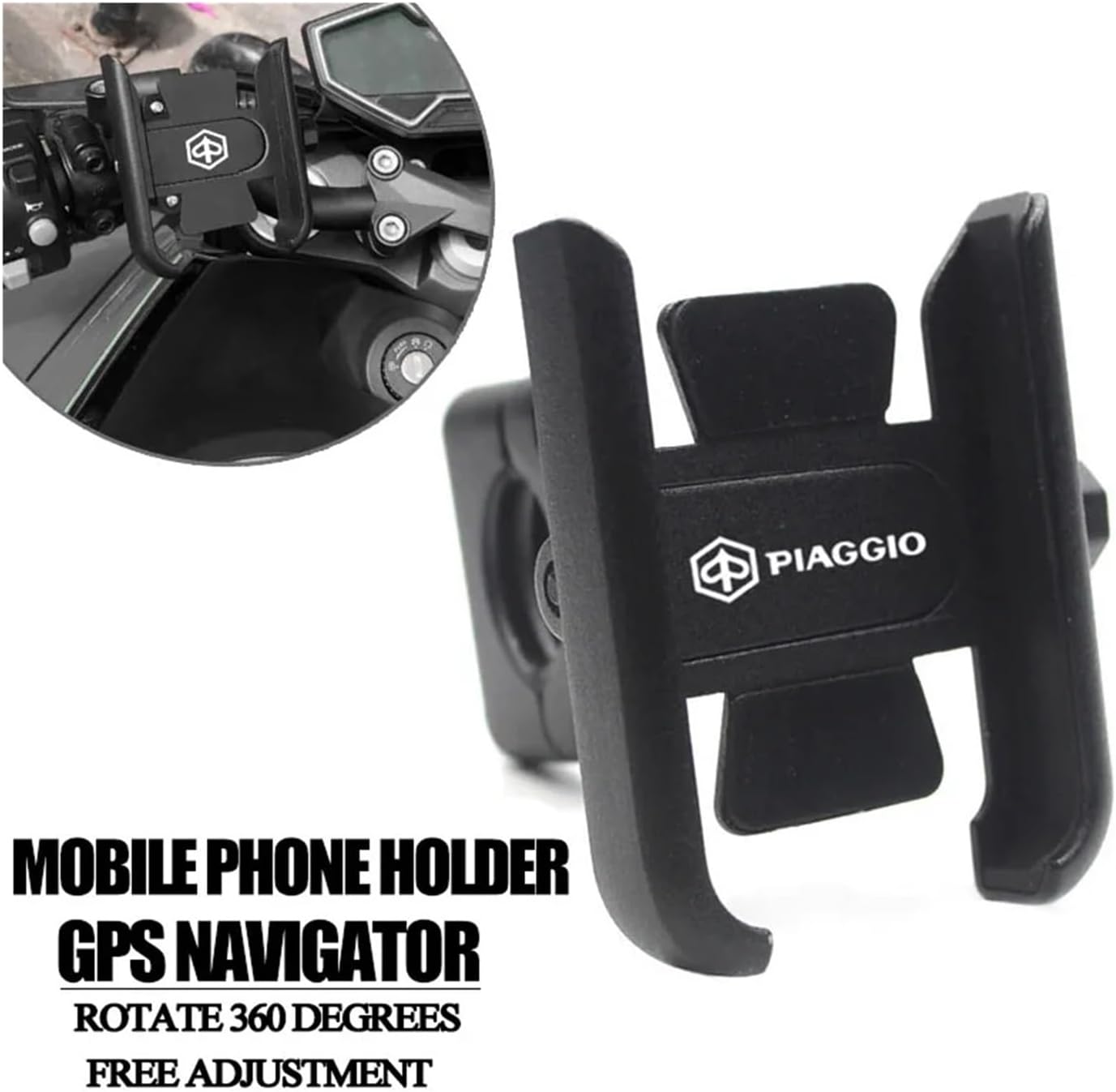 Motorcycle Accessories Handlebar Mobile Phone Holder GPS Bracket for MP3 125 300 400 500(MP3 Lt 300Ie)(Black)