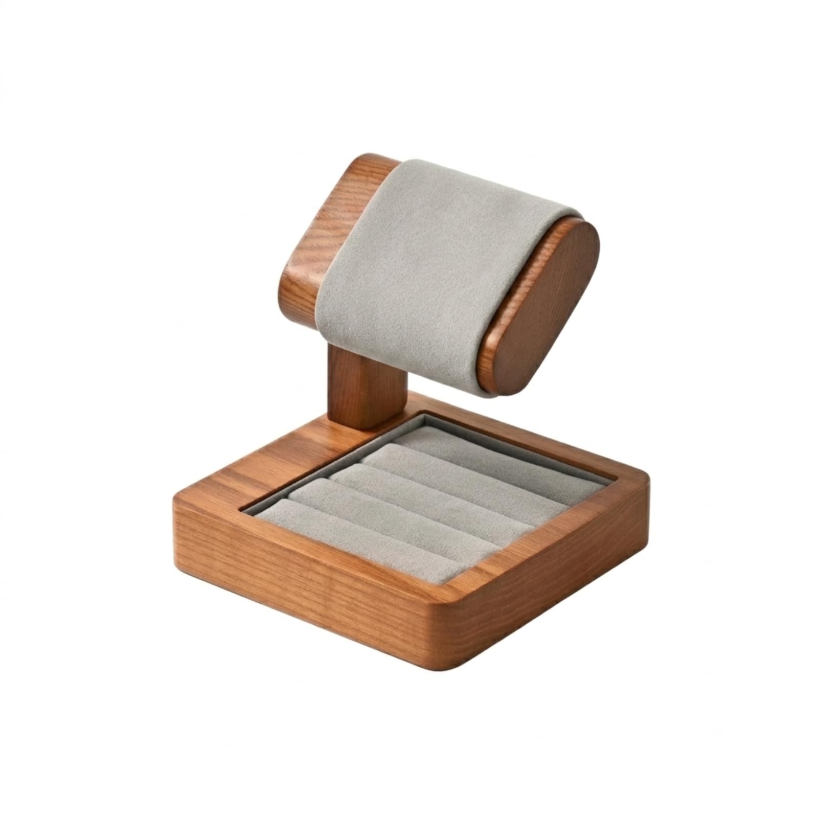 Supporto per Orologio con Culla Rotonda Imbottita E Base in Legno Compatta per una Visione Multiangolare atto per Comodino E Bancone Del Negozio