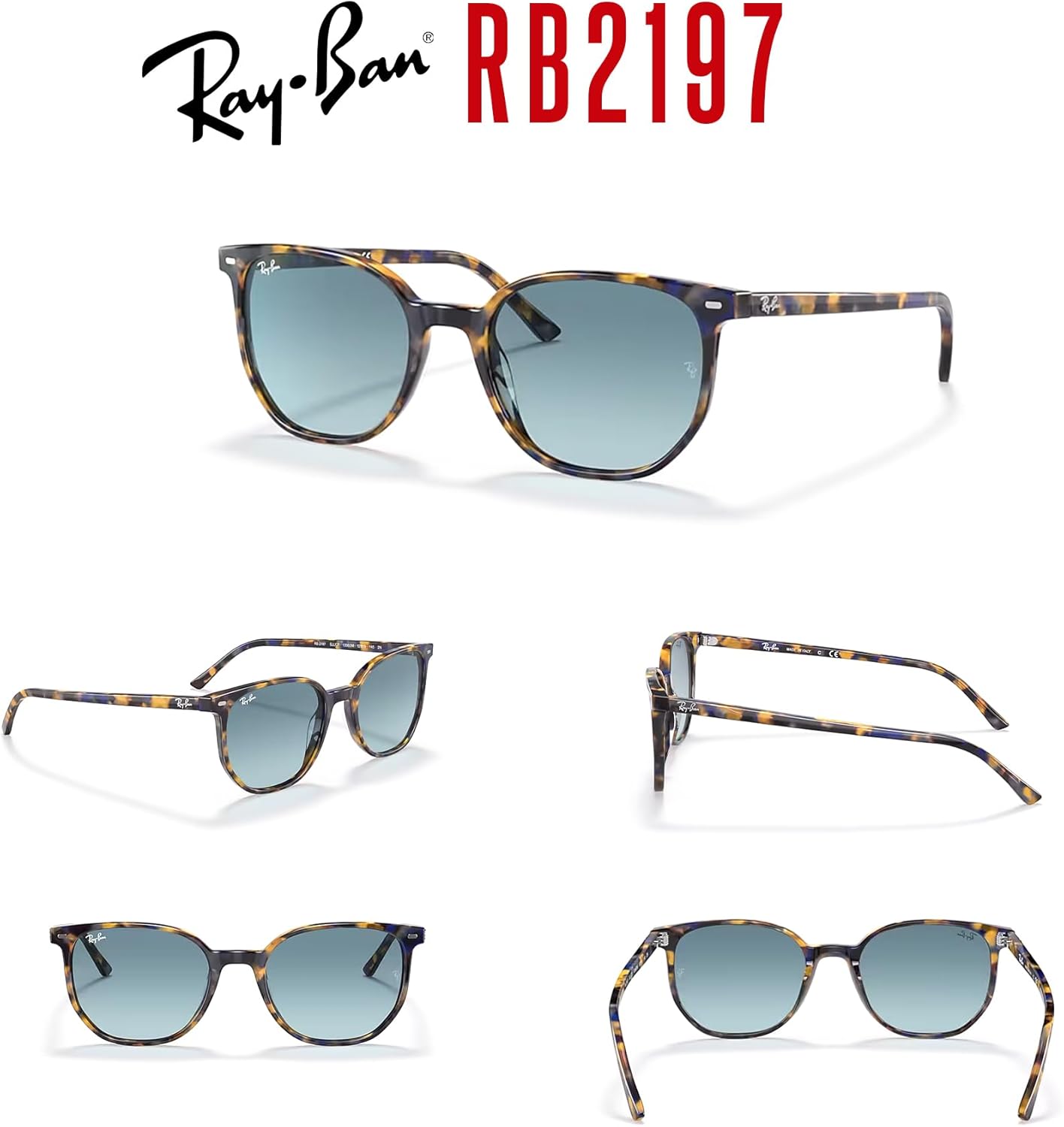 Ray-Ban Elliot RB2197 Square Sunglasses for Men for Women +BUNDLE with ACCESSORY EYEWEAR KIT
