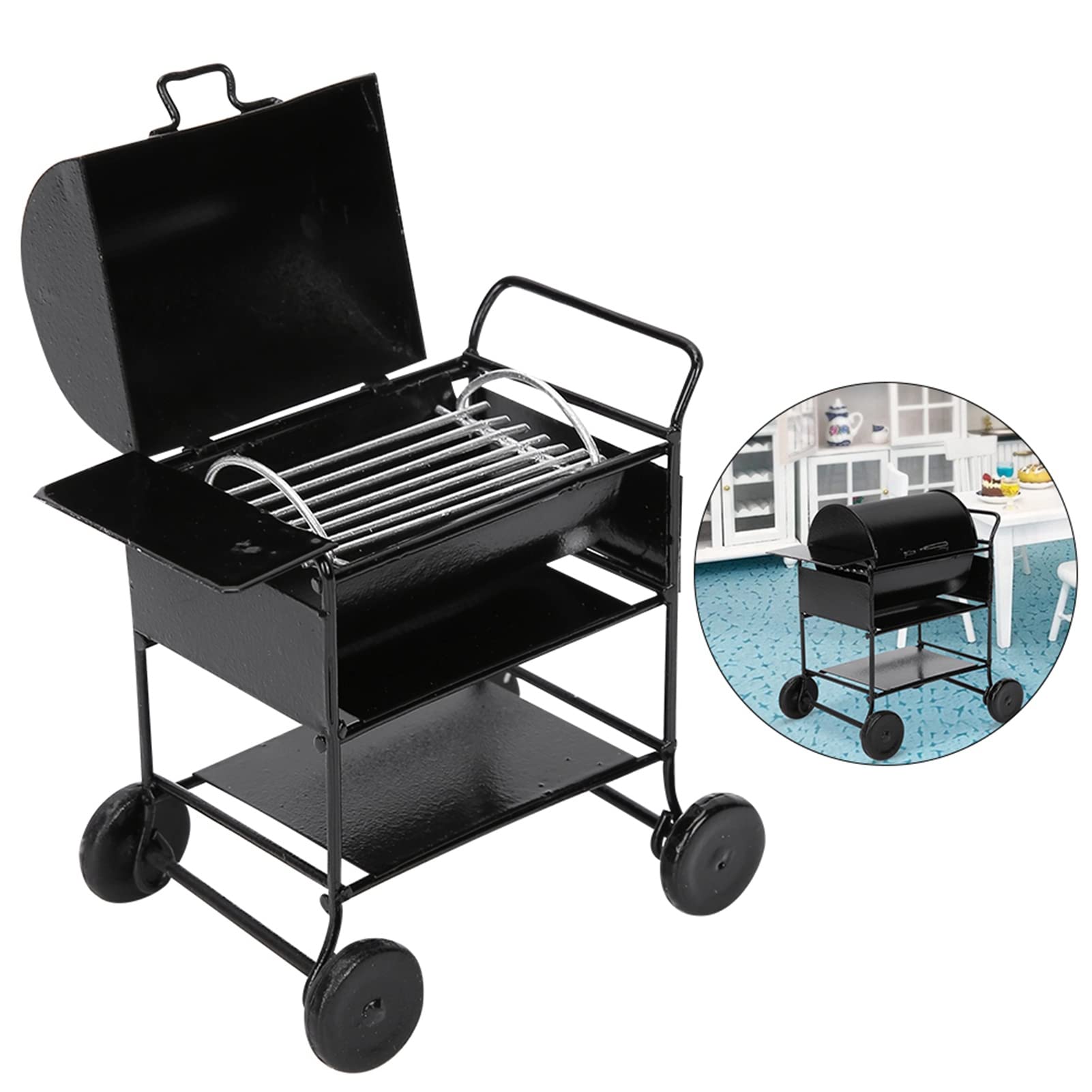 RIZGHWOY 1:12 Skala Mini BBQ Rack Puppenhaus Miniaturowe Ozdoby Rozwój Zabawek
