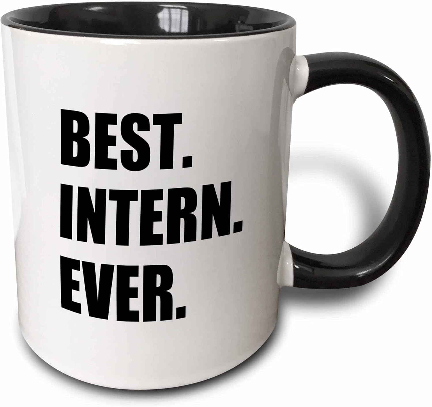 3dRose Best Intern Ever - fun appreciation gift for internship job - funny 11oz Two-Tone Black Mug