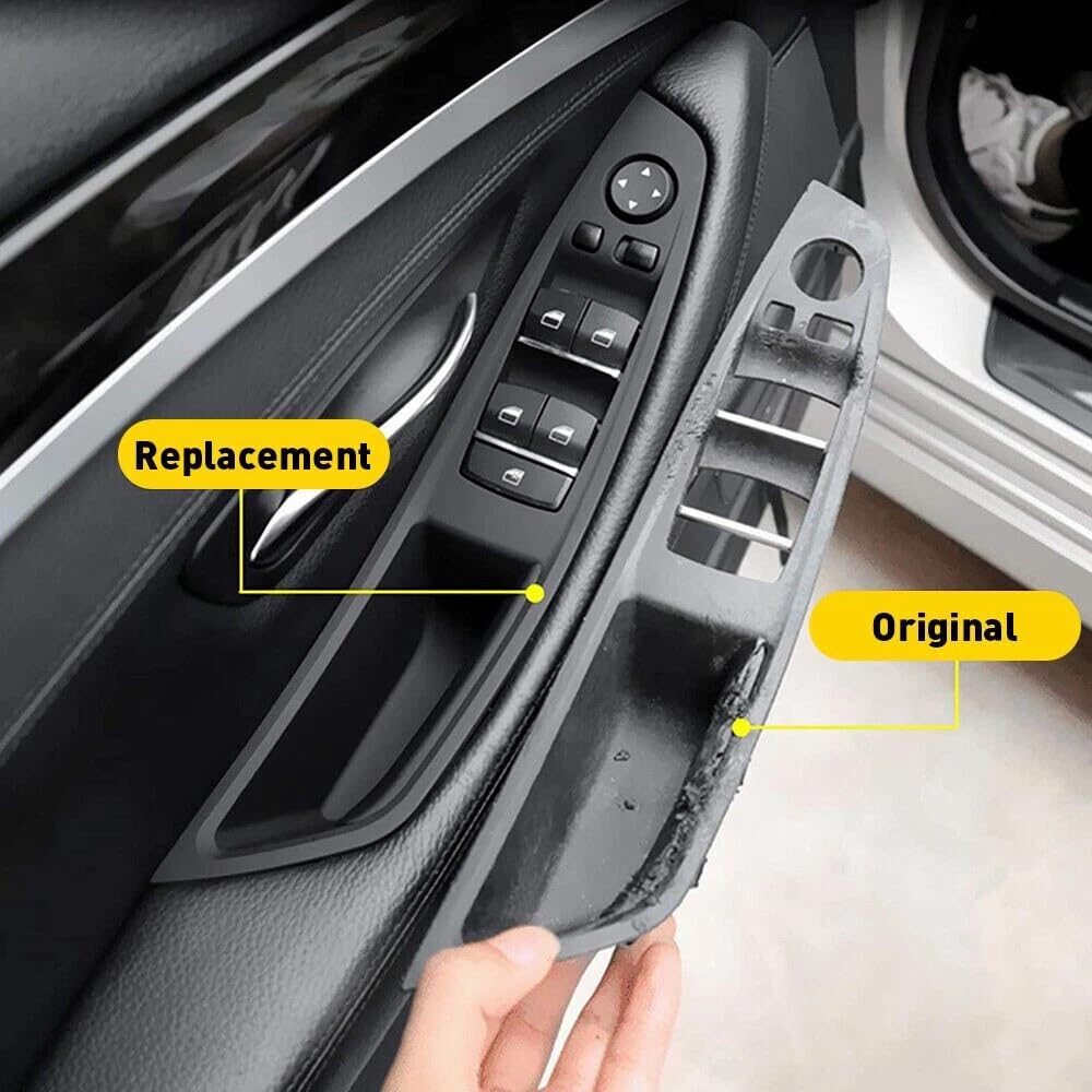 Innentürgriff 1 Set Türverkleidungsknauf schwarz ，Türgriff Innen Kit Ersatz für 5er F10 F11 518d 520d 520i 530d 535i 2009 - 2016 Autozubehör Teil# 51417225873 51417225851