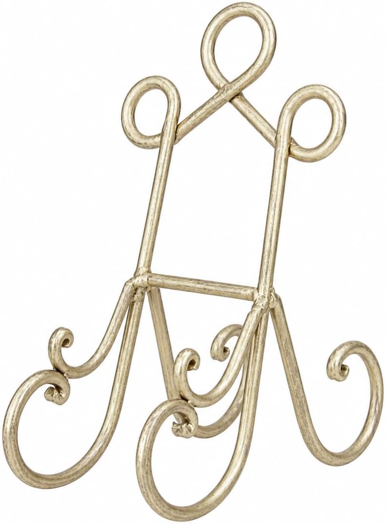 Deco 79 Metal Display Easel Scroll Tabletop Easel, Display Stand 5" x 8" x 9", Brass