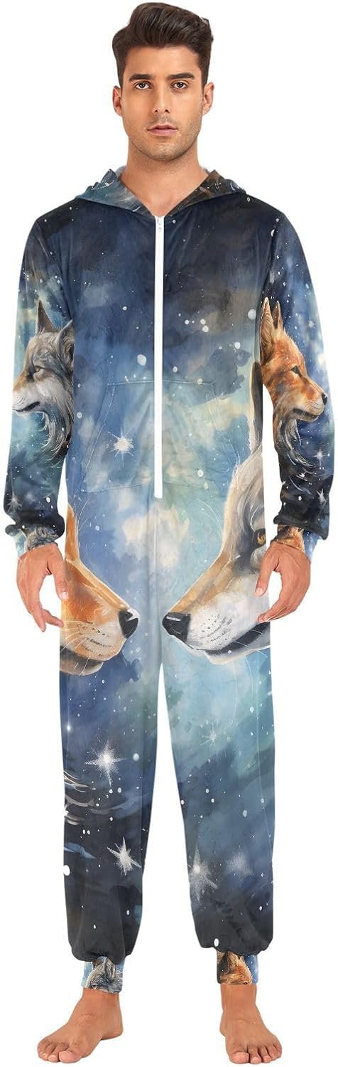 Wolf Adult Onesie Pajamas for Unisex Novelty One Piece Costume Sleepwear
