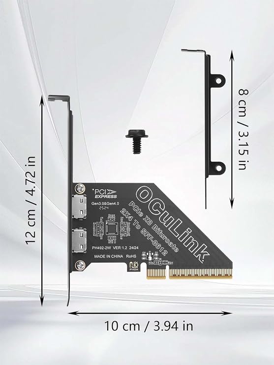 GINTOOYUN PCIe X8 4.0 Oculink SFF8611&8612 Expansion Card External USB SSD External Graphics Card for U.2 SSD eGPU External Graphics Card