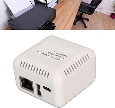 Sxhlseller Network USB 2.0 Printer Server, LAN USB Print Server Adapter, Print Server Support BT Connection for for 7, for 8, for 10 (US Plug)