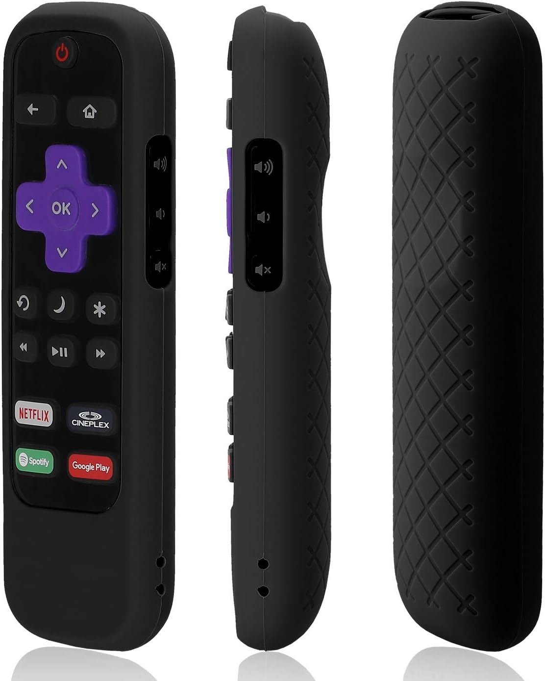 2-Pack AKWOX Remote Case for Roku Express 3930 (2019)/3900, Premiere+ 3921/Premiere 3920, Express+(3910), Streaming Stick3800/Stick+3810 Remote Control, Shockproof Silicone Cover - Black Blue