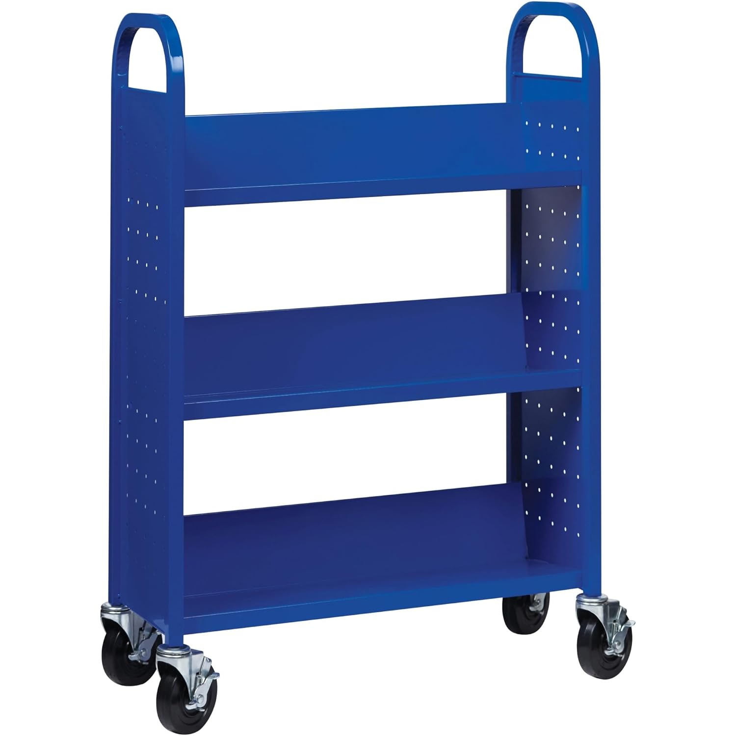 Lorell Single-Sided Steel Book Cart, Blue