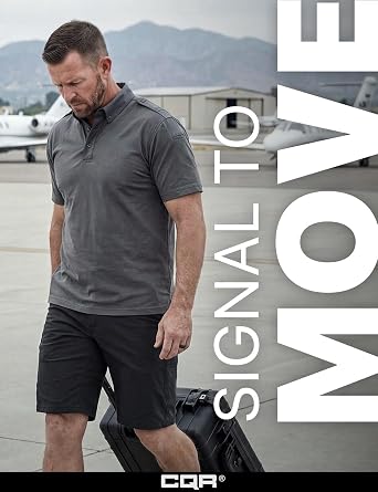 CQR Men's Stretch Utility Shorts, Lightweight Quick Dry Casual Shorts, Hiking Golf Cargo Shorts with Zipper Pockets