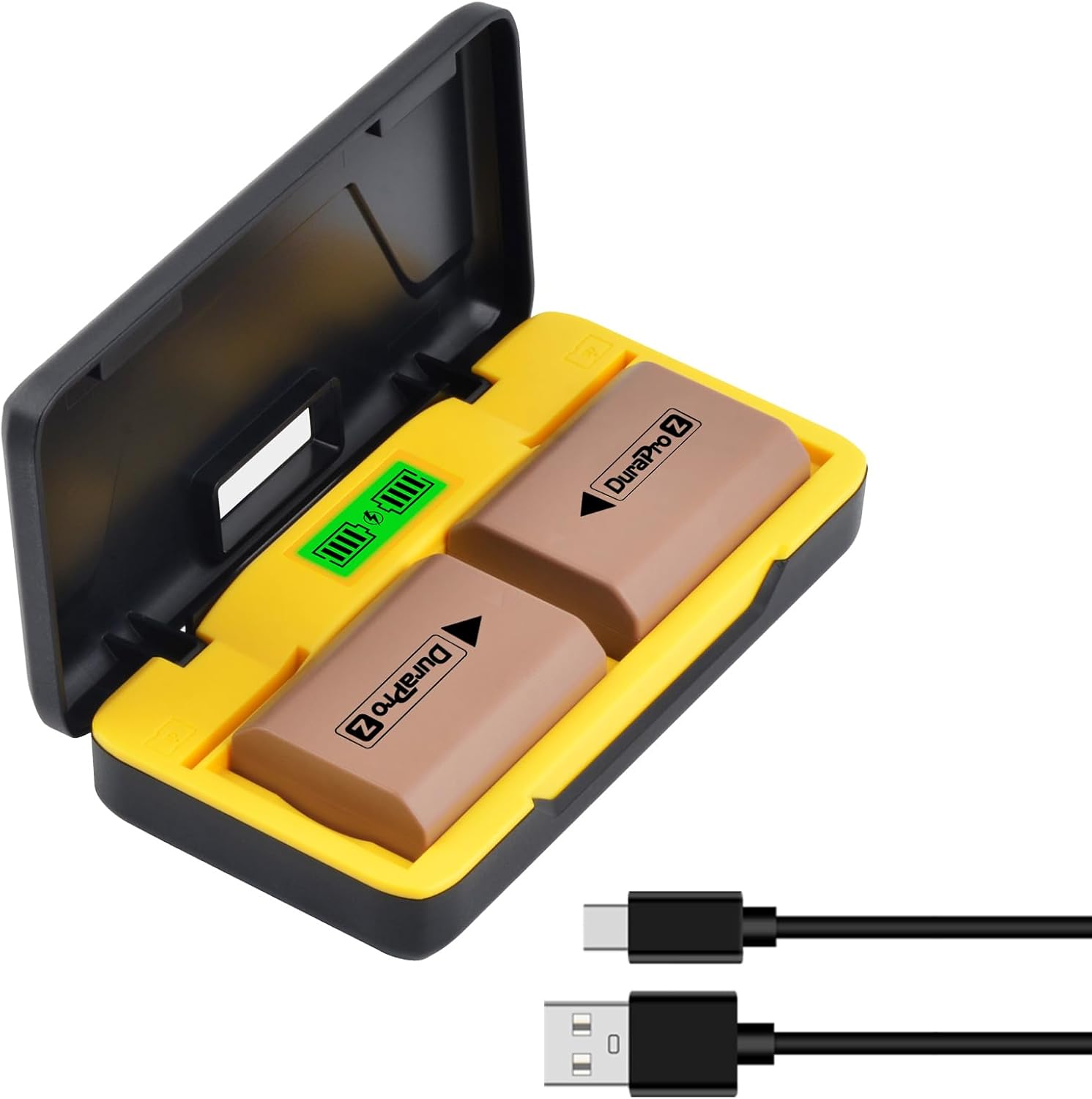 Product image of DuraPro 2X 2600mAh NP-FZ100 NP FZ100 Battery Akku+ LCD Dual USB Storage Charger with Type C Port for Sony Alpha 9, A9R, A9S, Alpha 7RM4, Alpha 7RM3, Alpha 7M3, Alpha 6600, FX3, FX30, ZV-E1 Camera