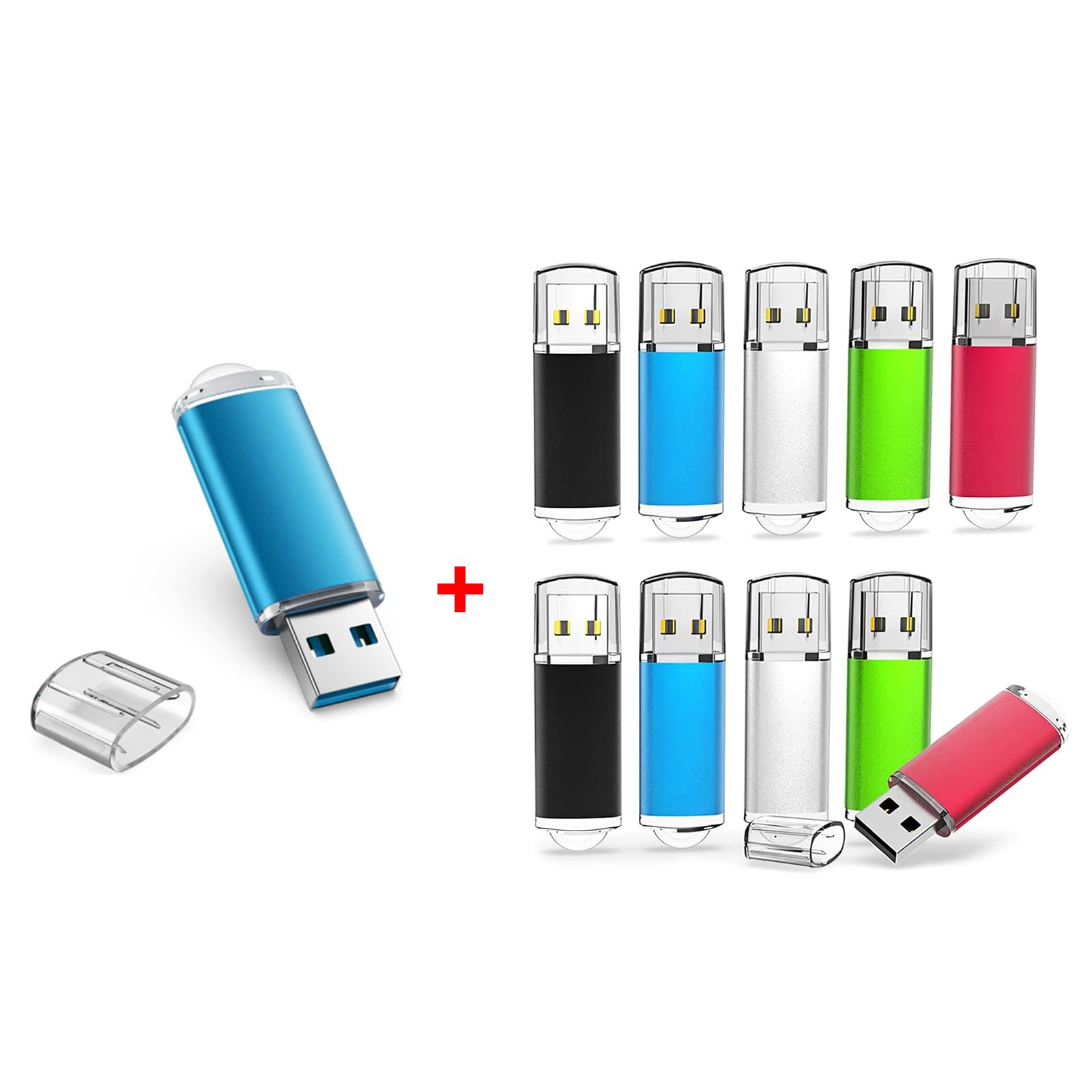 TOPESEL 128GB USB 3.0 Flash Drive and TOPESEL 10 Pack 16GB USB 2.0 Flash Drives Memory Stick