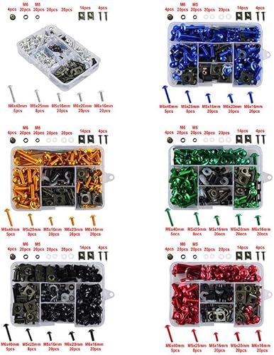 Miniatura 4 de Juego de 177 pernos de carenado de motocicleta universales de aluminio, con clip de fijación para Honda Kawasaki Suzuki Yamaha, rojo