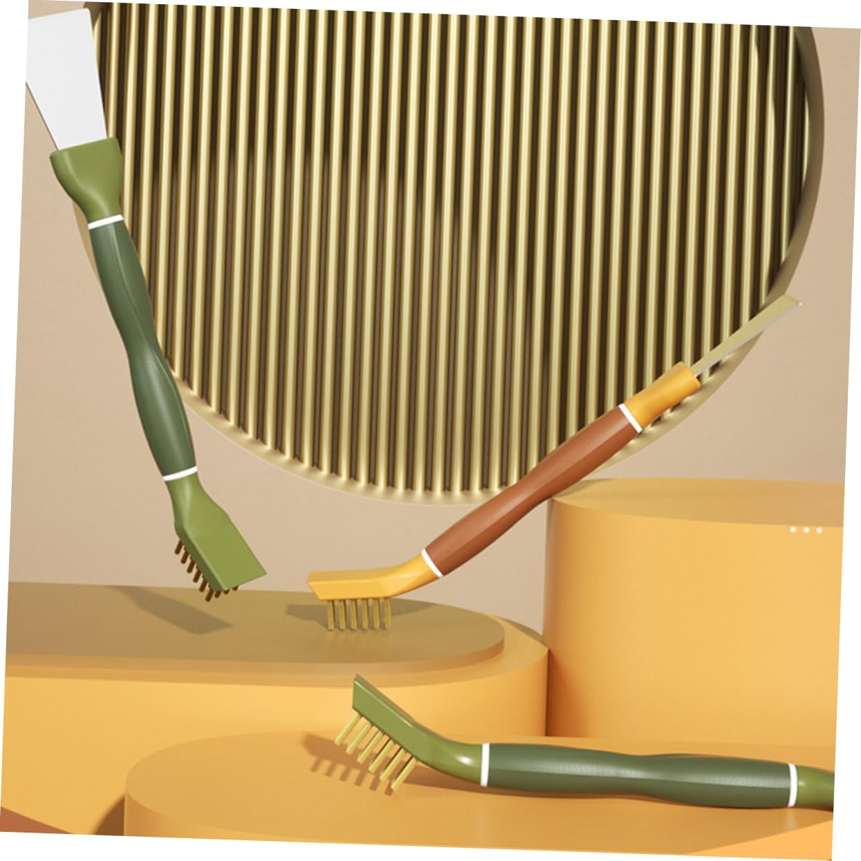 PRETYZOOM Multifunctional Cleaning Brush Kitchen Scraper Tool with Soft Bristles Safe for for Home Restaurant