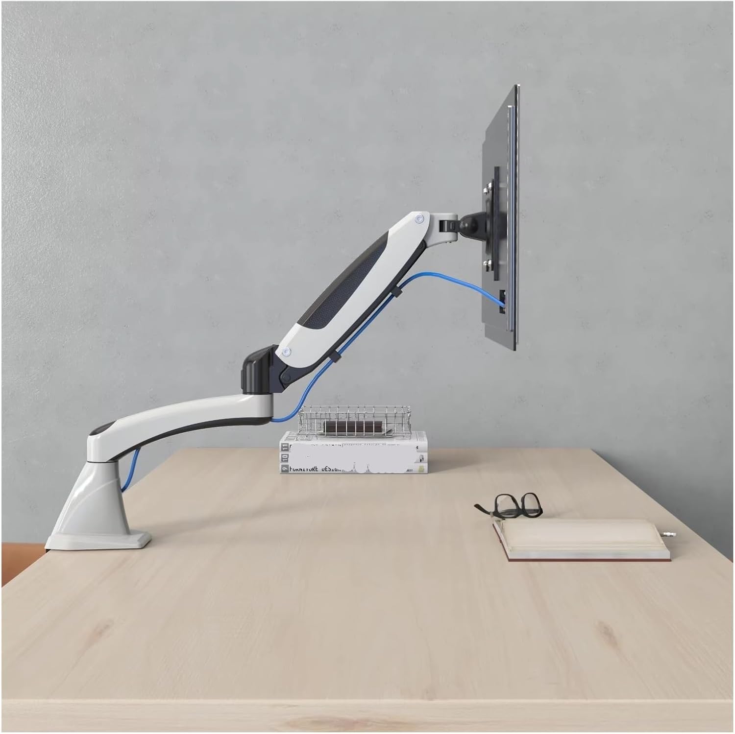 Monitor Stand Desktop air Pressure Lifting Hover Heightening Rack GM112FC clamp Table Computer Screen(GM112FC White)