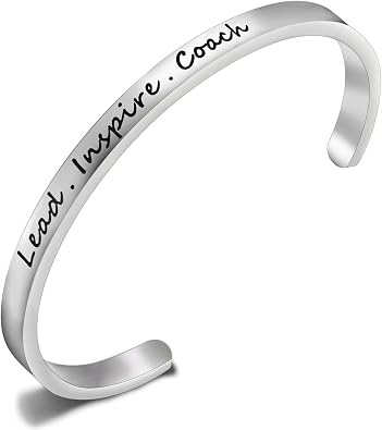 FEELMEM Cheerleader Bracelet Lead Inspire Coach Cuff Bangle Bracelet,Cheer Jewelry For Cheerleader