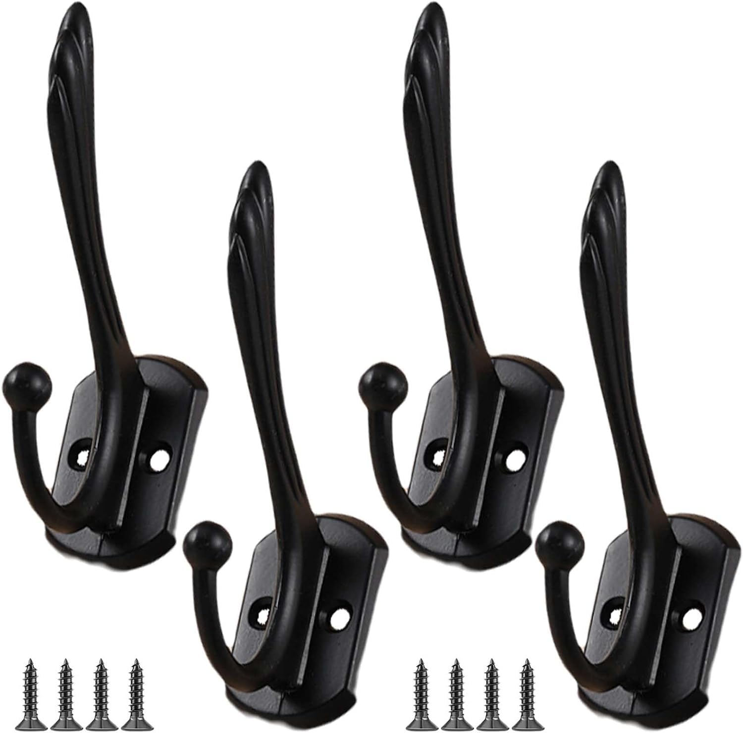 PAQWTYB Hooks, 4 Pack Metal Double Hook Retro Coat Rack