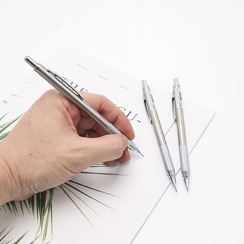 Ołówki metalowe, ołówek automatyczny 0,5 mm, ołówek mechaniczny 0,7/0,9 mm, profesjonalne artykuły piśmiennicze do malowania i pisania (2 szt.) (2 szt.)