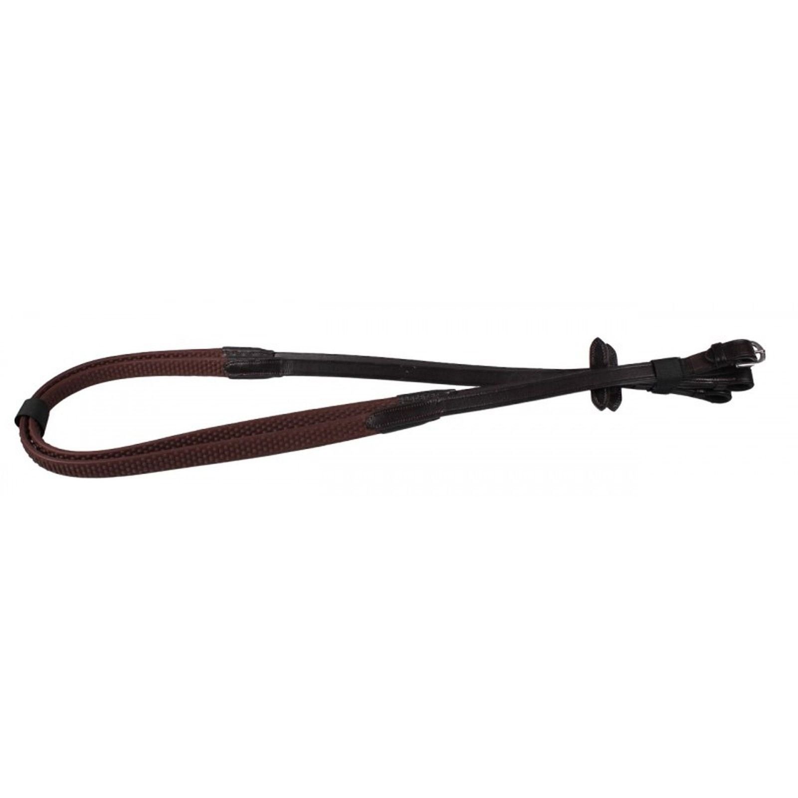 Rêne en caoutchouc souple antiglisse QHP Pony marron