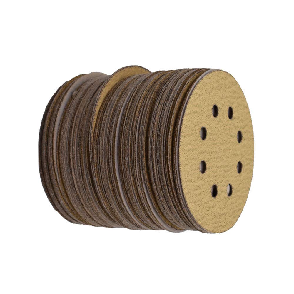 findmall 100PCS 5 Inch 8 Holes Hook and Loop Sanding Discs 60 Grit Sandpaper for Sanding Grinder Polishing Accessories - 