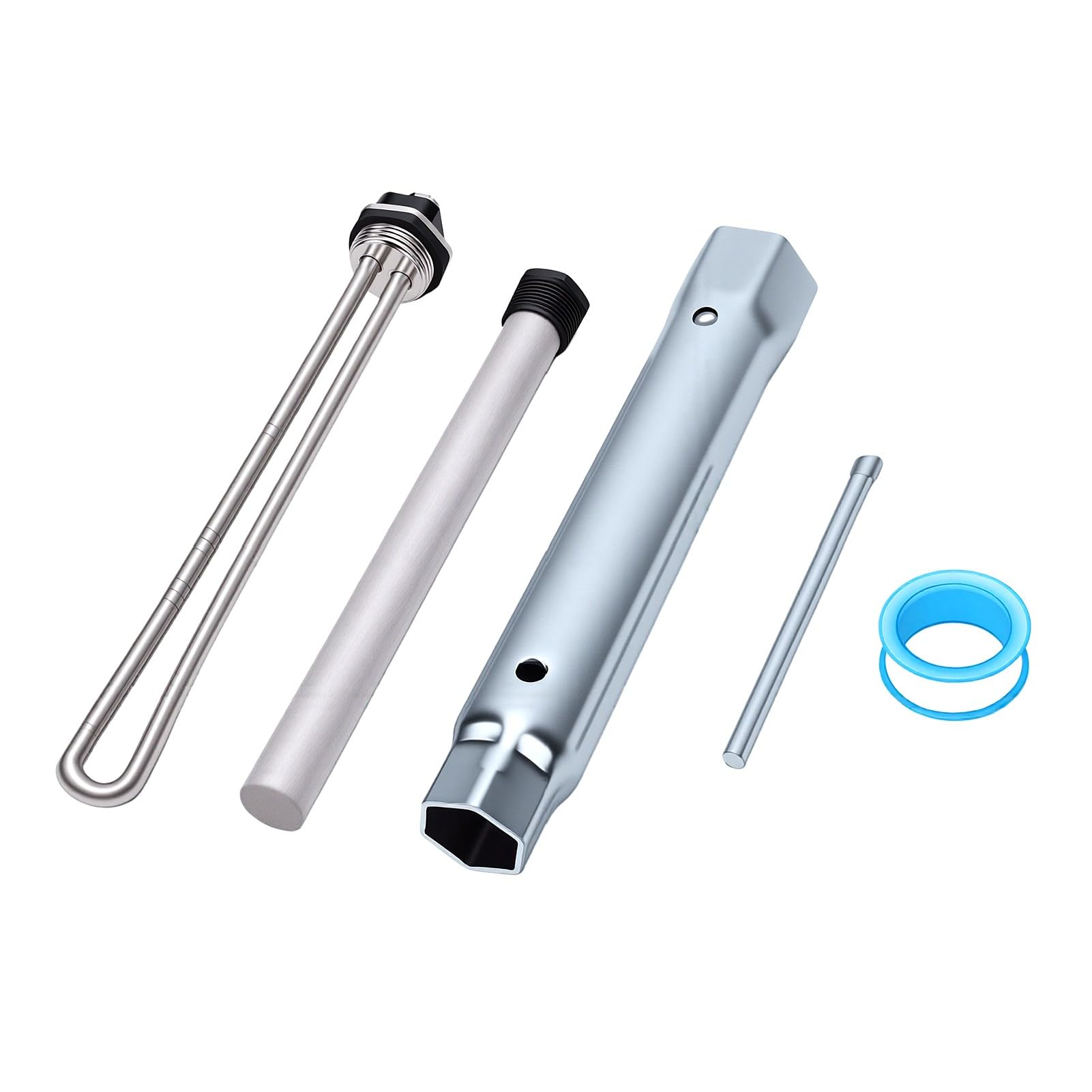 Anodo Magnesio Scaldabagno RV, Nastro Sigillante PTFE, per | Chiave Inglese con Presa in Rame, Riscaldamento Efficiente, Impugnatura Robusta, Riduce il Consumo Energetico