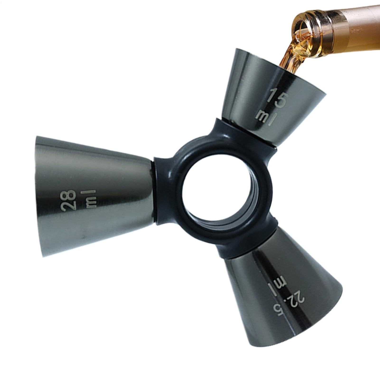 Jigger de acero inoxidable con diseño ergonómico de 3 extremos para mezclas exactas