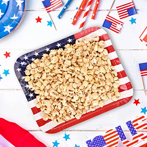 25 Count Patriotic Paper Plates 11" X 12.6" Large American Flag Disposable Platters Dinner Serving Tray Tableware For 4Th Of July Patriotic Party Supplies Dinnerware Table Decorations #TOP4