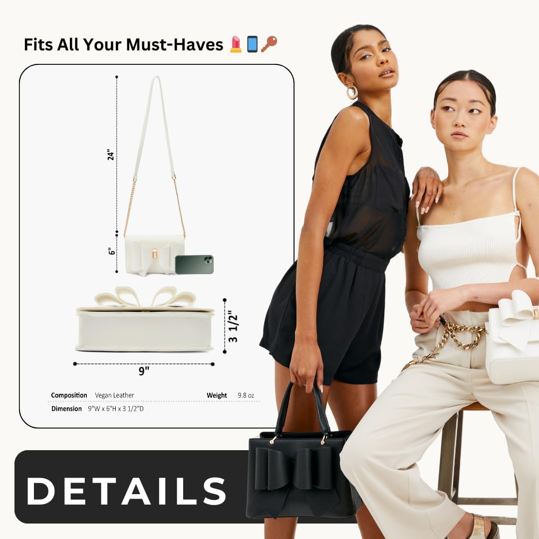 Like Dreams Mini Bow Purses for Women | Vegan Leather Cute Bow Purse | Elegant Crossbody Small Handbags for Women